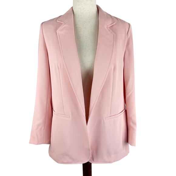 ANNE KLEIN OPEN FRONT NOTCH LAPEL BLAZER IN PINK NWT WOMEN'S SIZE PETITE LARGE - Picture 2 of 14